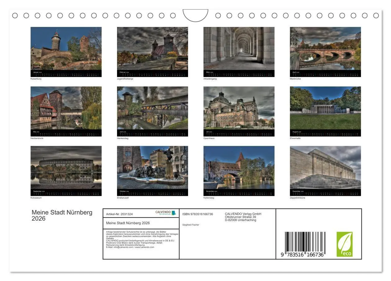Bild: 9783516166736 | Meine Stadt Nürnberg 2026 (Wandkalender 2026 DIN A4 quer), CALVENDO...