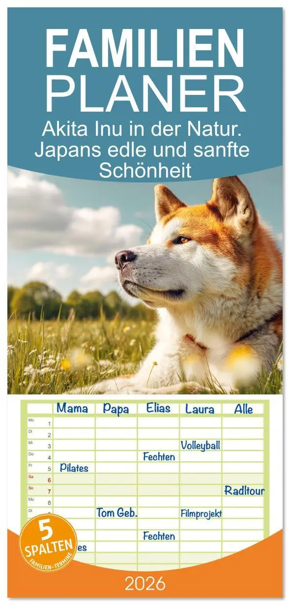Cover: 9783516616736 | Familienplaner 2026 - Akita Inu in der Natur. Japans edle und...