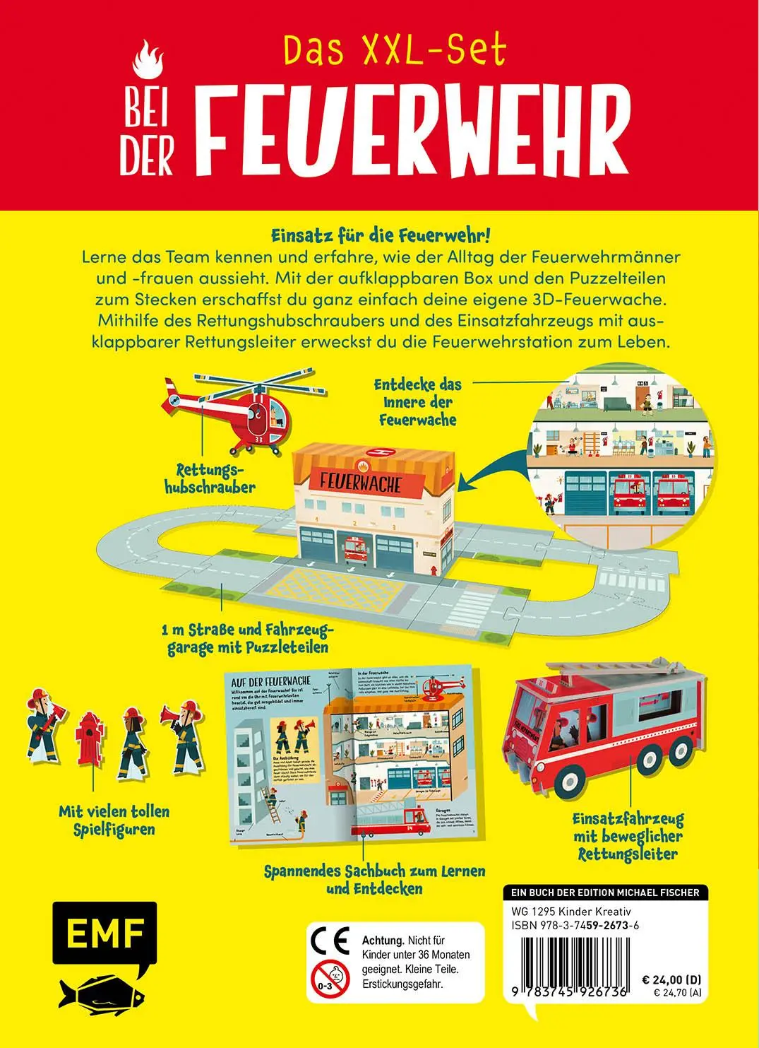 Rückseite: 9783745926736 | Das XXL-Set - Bauen, Wissen, Spielen: Bei der Feuerwehr | Taschenbuch