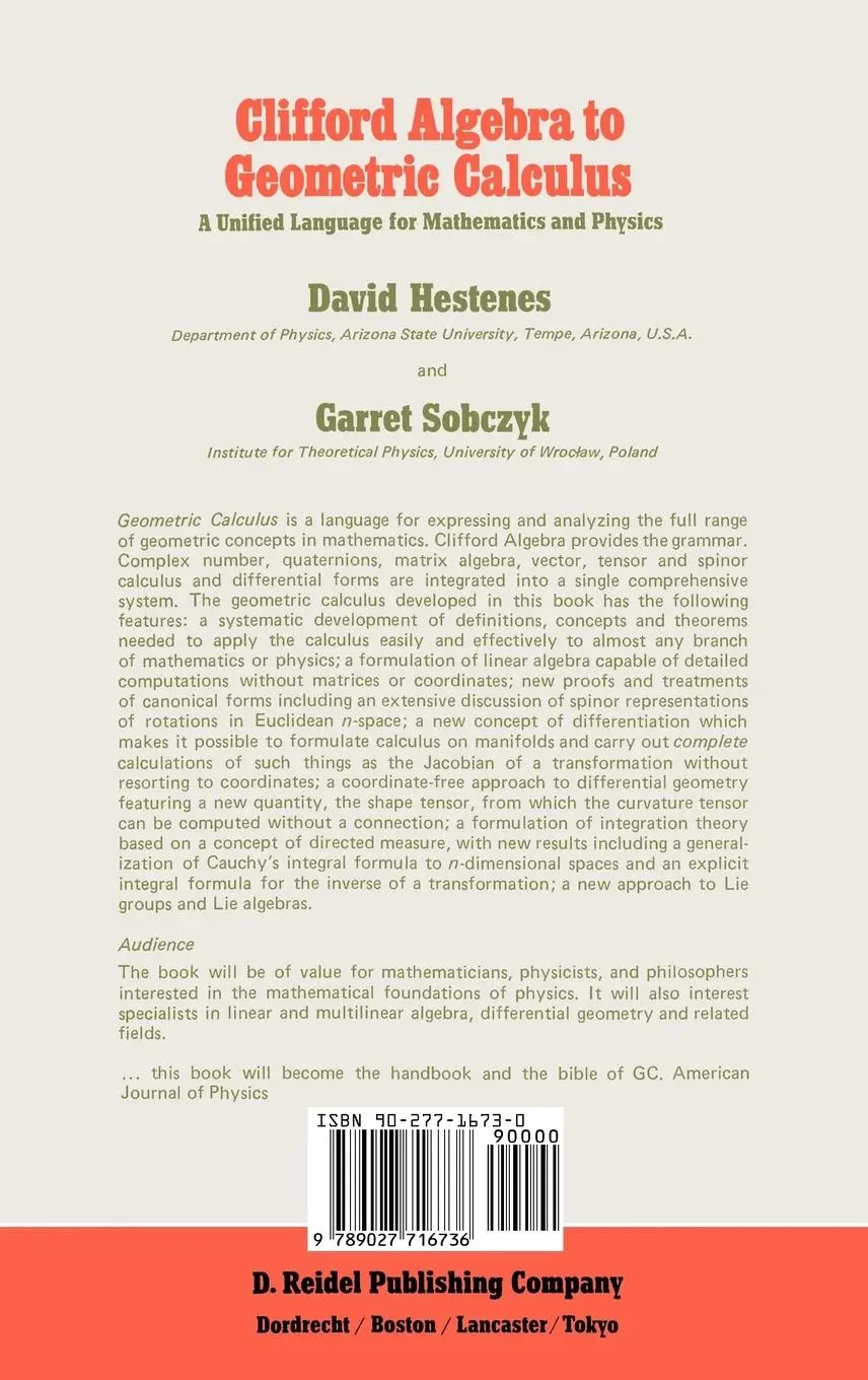 Rückseite: 9789027716736 | Clifford Algebra to Geometric Calculus | Garret Sobczyk (u. a.) | Buch