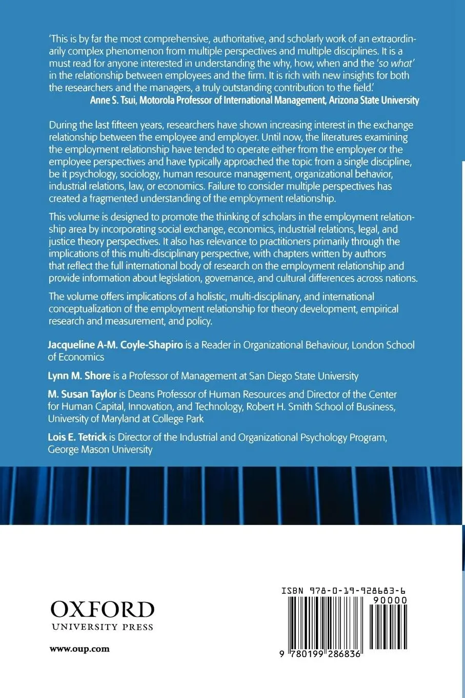 Rückseite: 9780199286836 | The Employment Relationship | Jacqueline A. -M Coyle-Shapiro (u. a.)