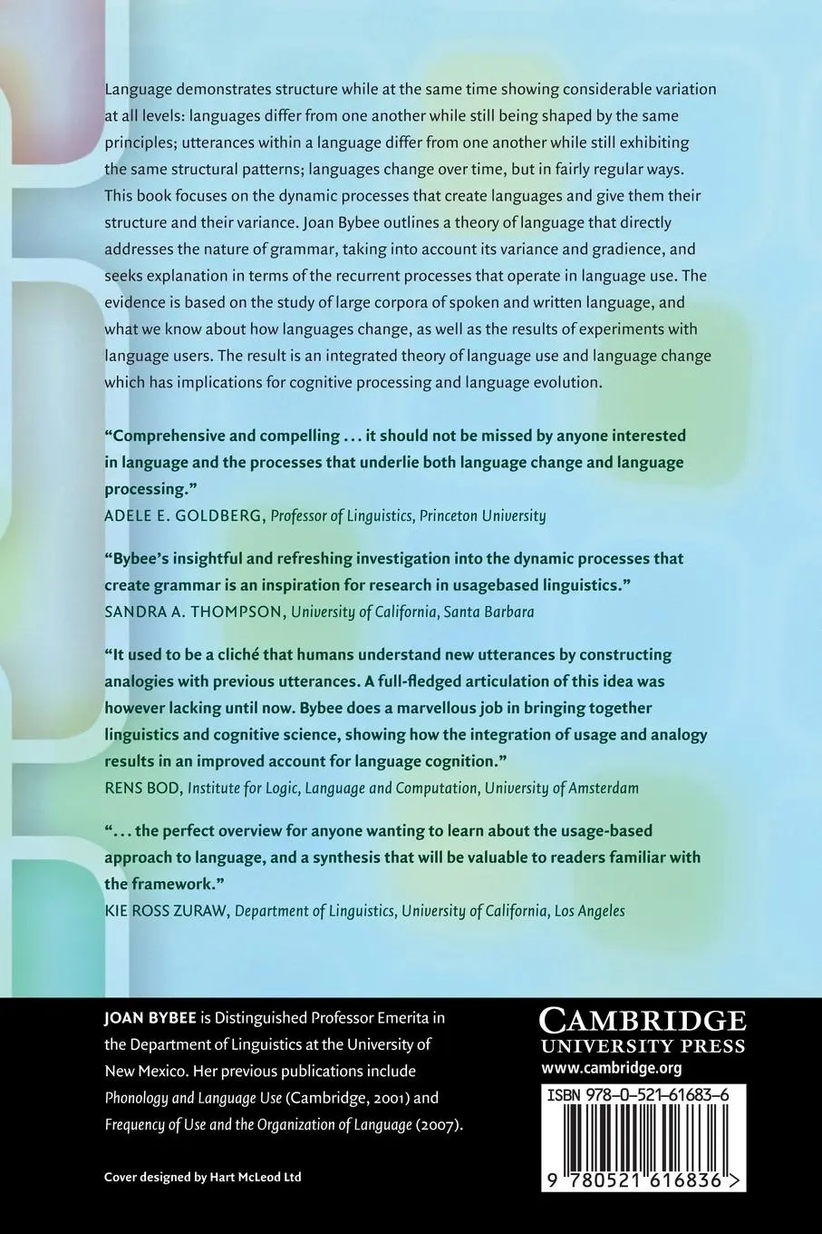 Rückseite: 9780521616836 | Language, Usage and Cognition | Joan Bybee | Taschenbuch | Englisch