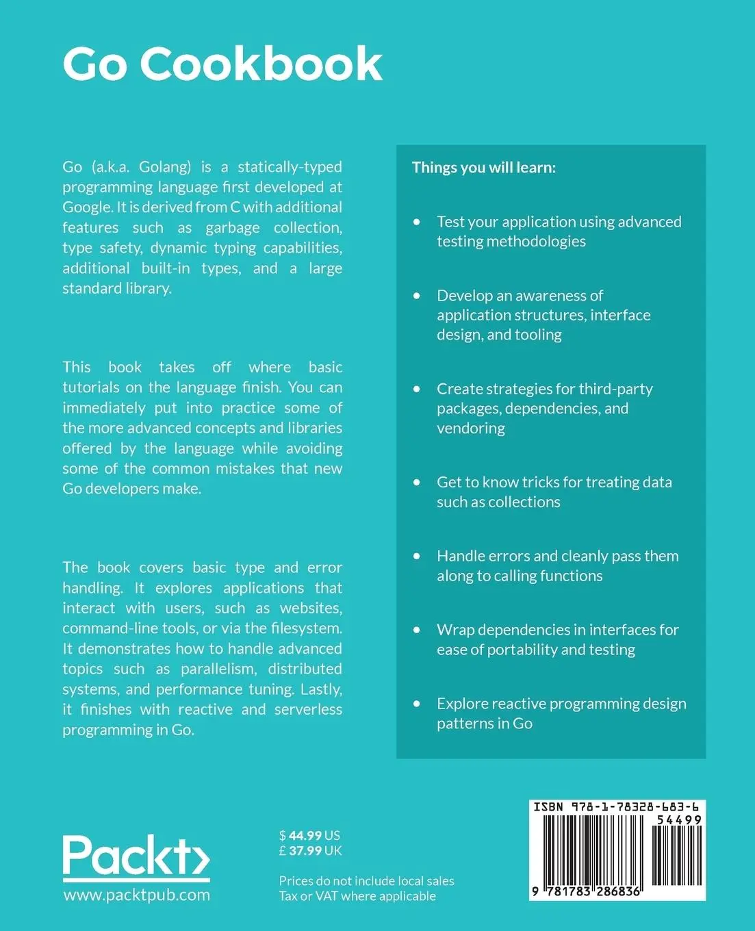 Rückseite: 9781783286836 | Go Cookbook | Aaron Torres | Taschenbuch | Englisch | 2017