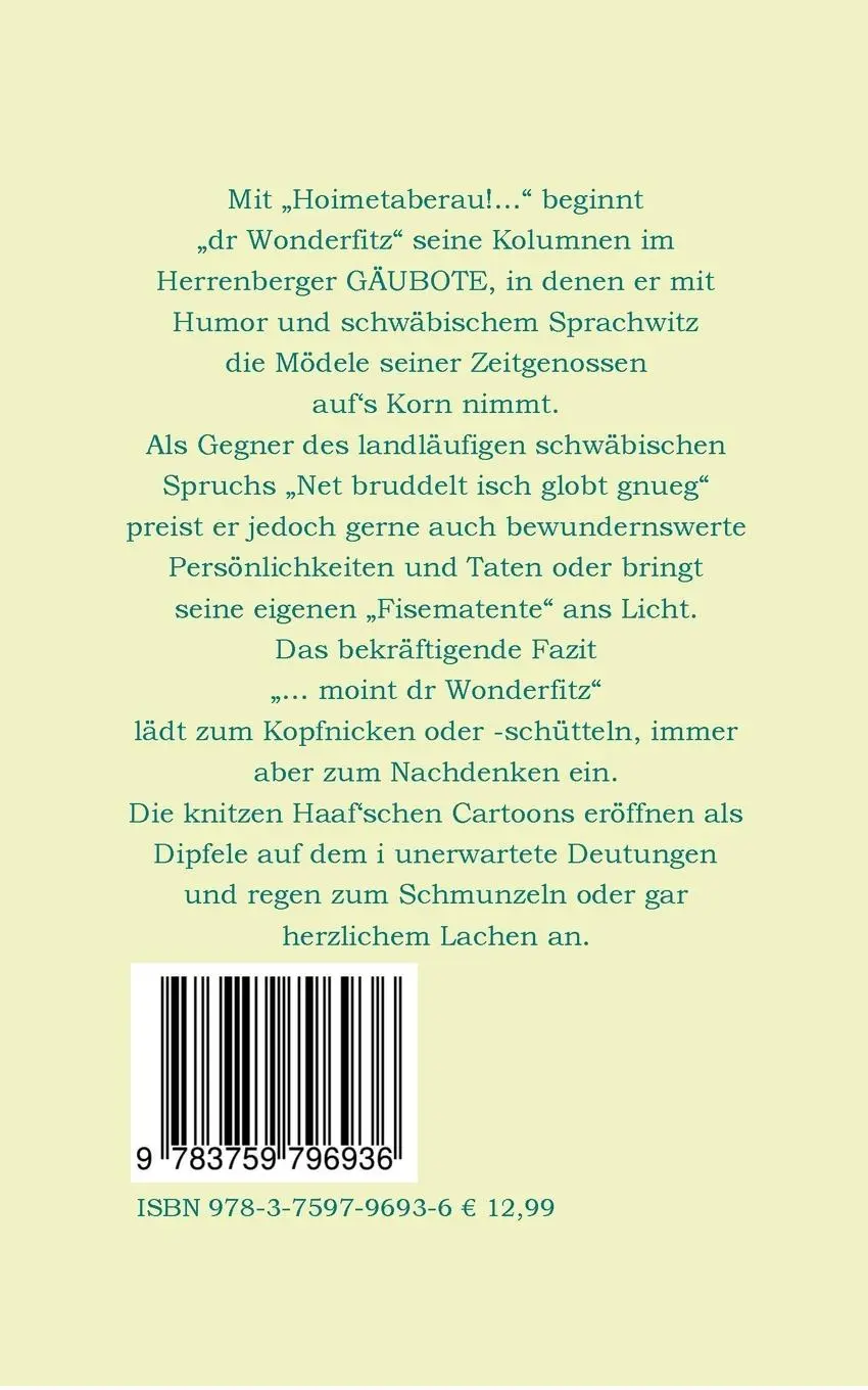 Rückseite: 9783759796936 | Hoimetaberau! ...moint dr Wonderfitz | Wolfgang Wulz | Taschenbuch