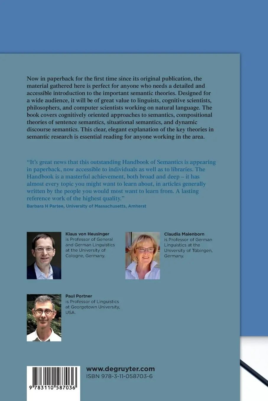 Rückseite: 9783110587036 | Semantics - Theories | Claudia Maienborn (u. a.) | Taschenbuch | VI
