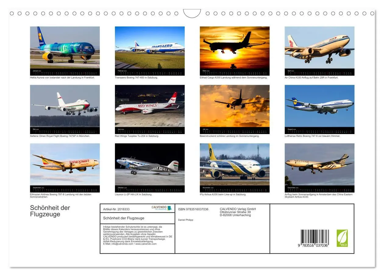 Bild: 9783516037036 | Schönheit der Flugzeuge (Wandkalender 2026 DIN A3 quer), CALVENDO...