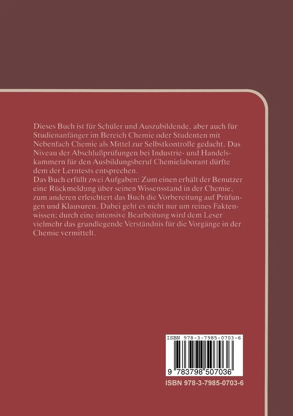 Rückseite: 9783798507036 | Lerntest Chemie | Allgemeine Anorganische und Organische Chemie | Buch