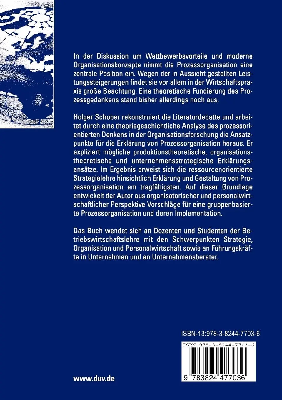 Rückseite: 9783824477036 | Prozessorganisation: Theoretische Grundlagen und Gestaltungsoptionen