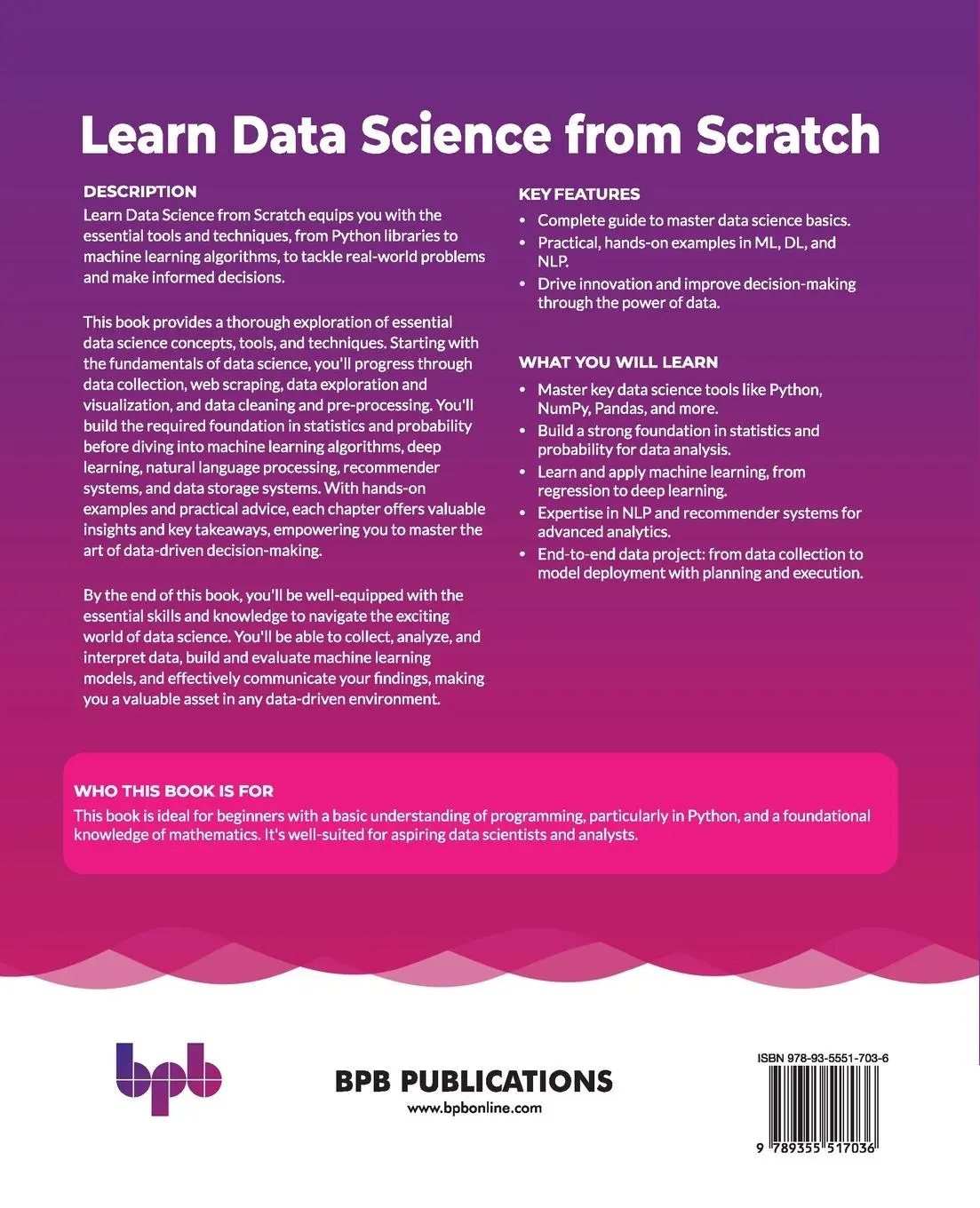 Rückseite: 9789355517036 | Learn Data Science from Scratch | Pratheerth Padman | Taschenbuch