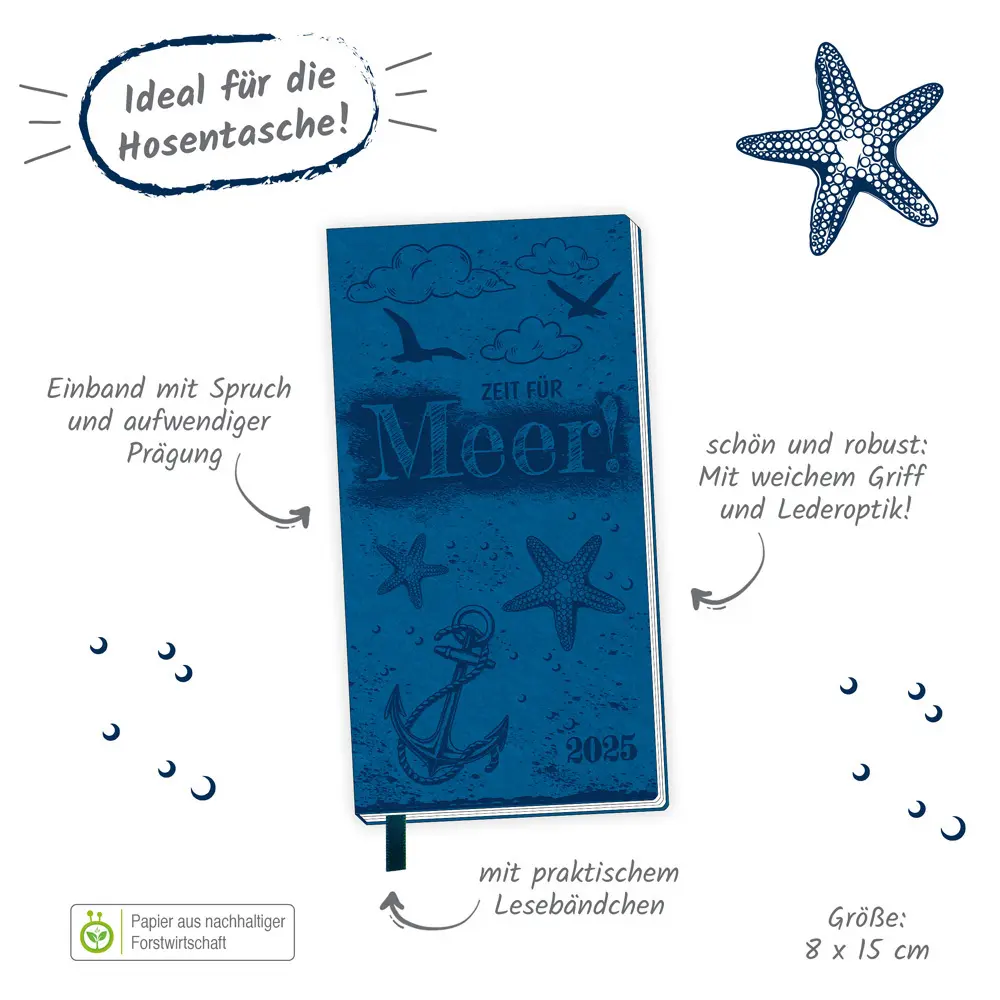 Bild: 4251901507136 | Trötsch Taschenterminer Soft Touch Maritim 2025 | Co.KG | Kalender