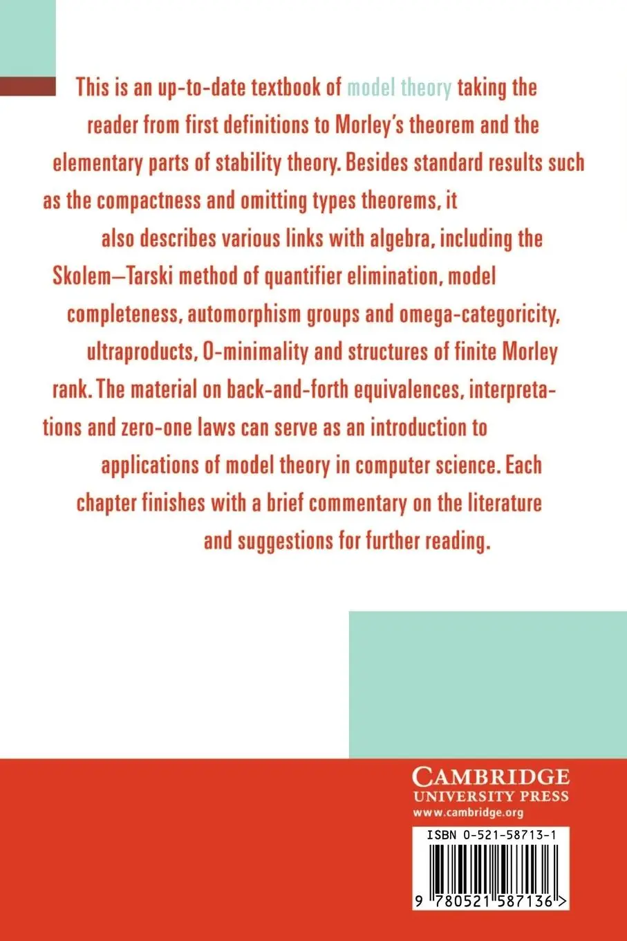 Rückseite: 9780521587136 | A Shorter Model Theory | Wilfrid Hodges | Taschenbuch | Englisch