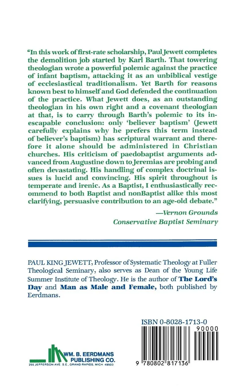 Rückseite: 9780802817136 | Infant Baptism and the Covenant of Grace | Paul K. Jewett | Buch