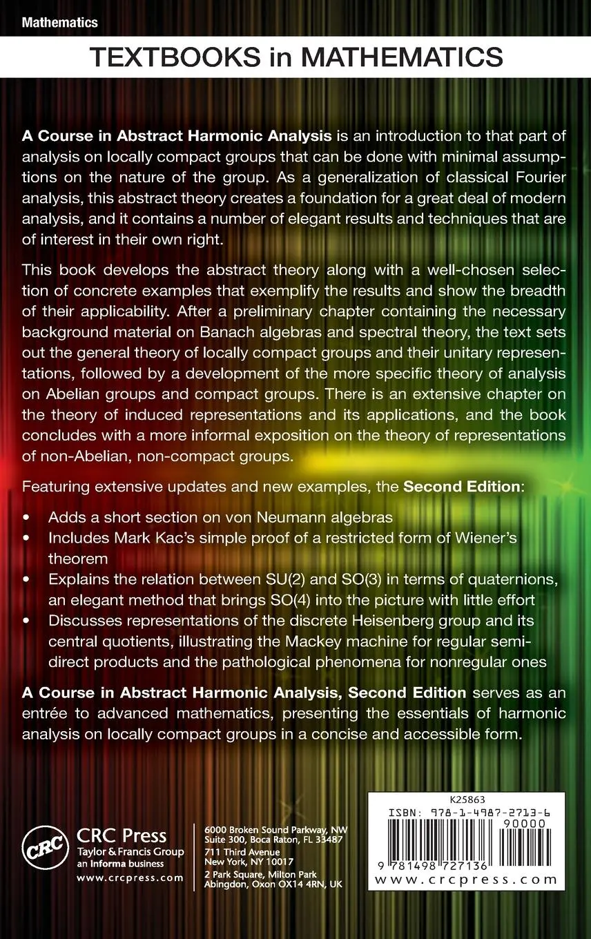 Rückseite: 9781498727136 | A Course in Abstract Harmonic Analysis | Gerald B Folland | Buch