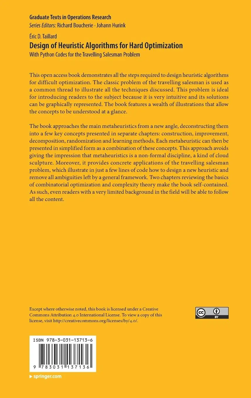 Rückseite: 9783031137136 | Design of Heuristic Algorithms for Hard Optimization | Taillard | Buch