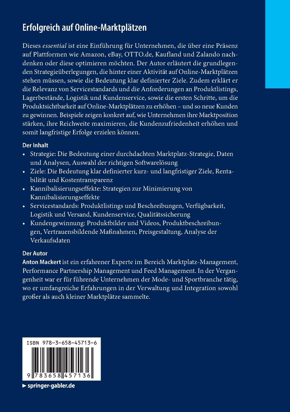 Rückseite: 9783658457136 | Erfolgreich auf Online-Marktplätzen | Anton Mackert | Taschenbuch | xi