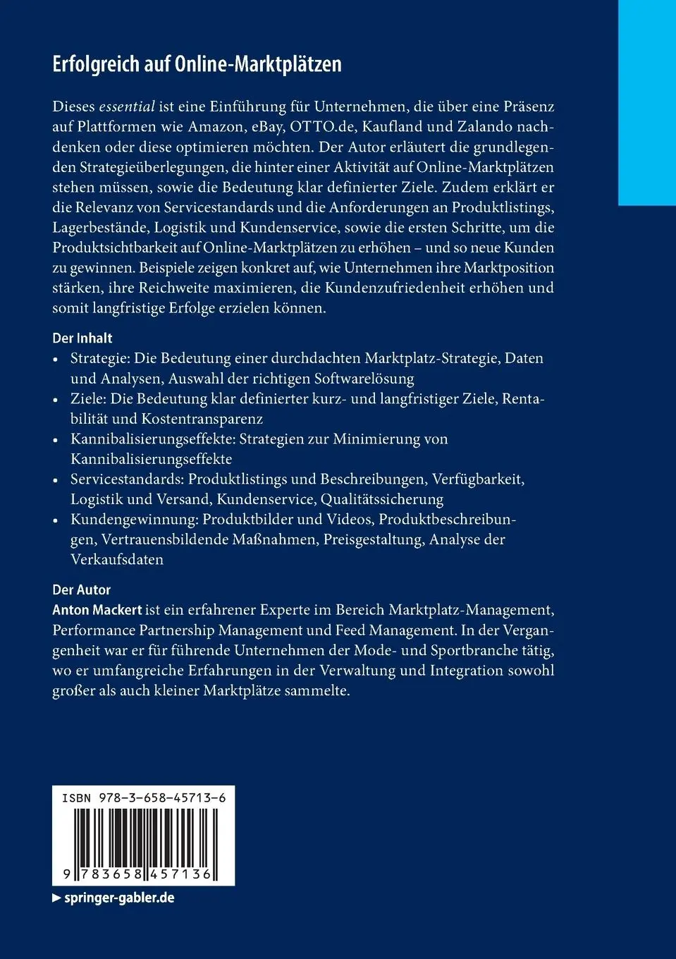 Rückseite: 9783658457136 | Erfolgreich auf Online-Marktplätzen | Anton Mackert | Taschenbuch | xi