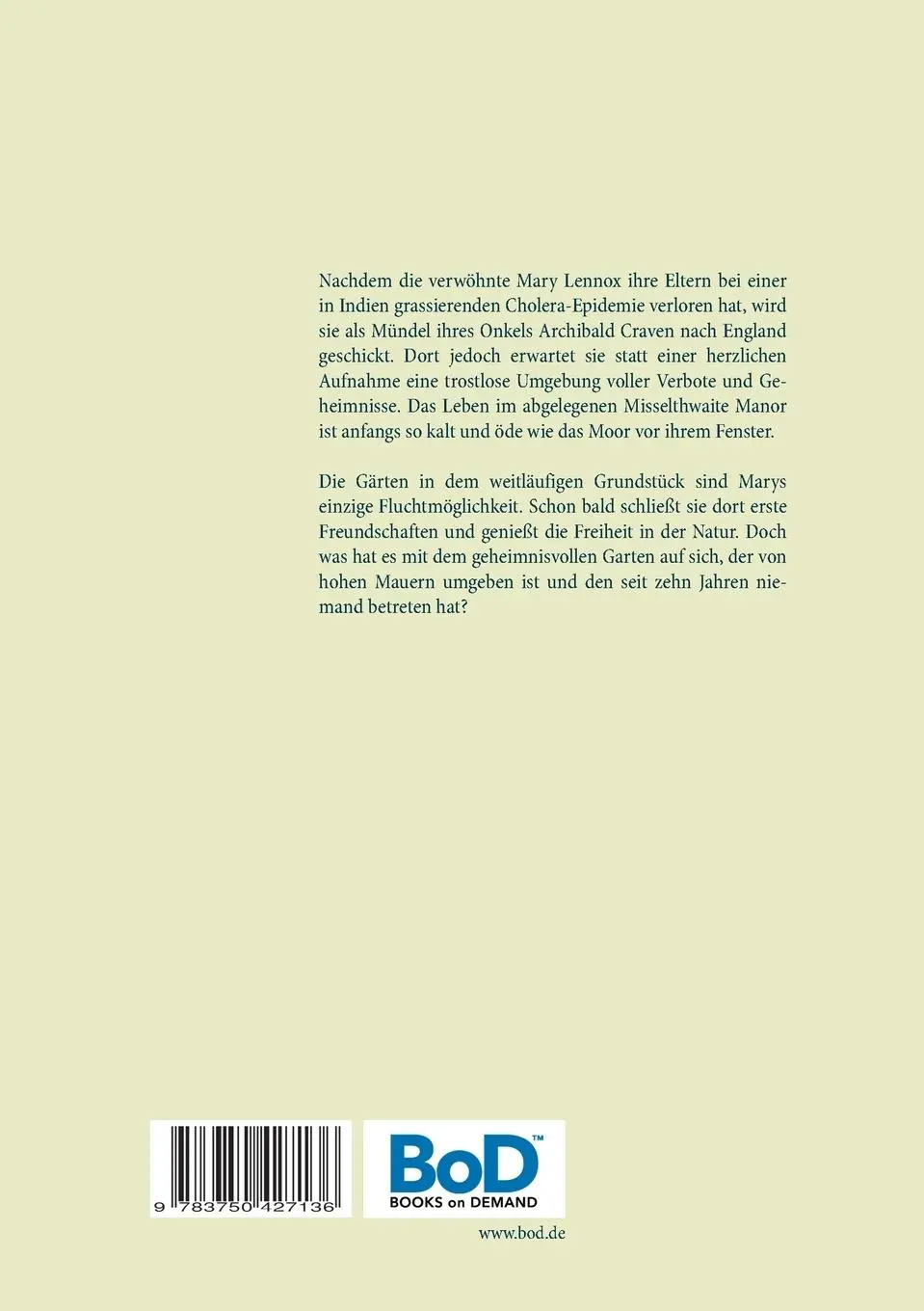 Rückseite: 9783750427136 | Der geheime Garten - Ungekürzte Ausgabe | Frances Hodgson Burnett