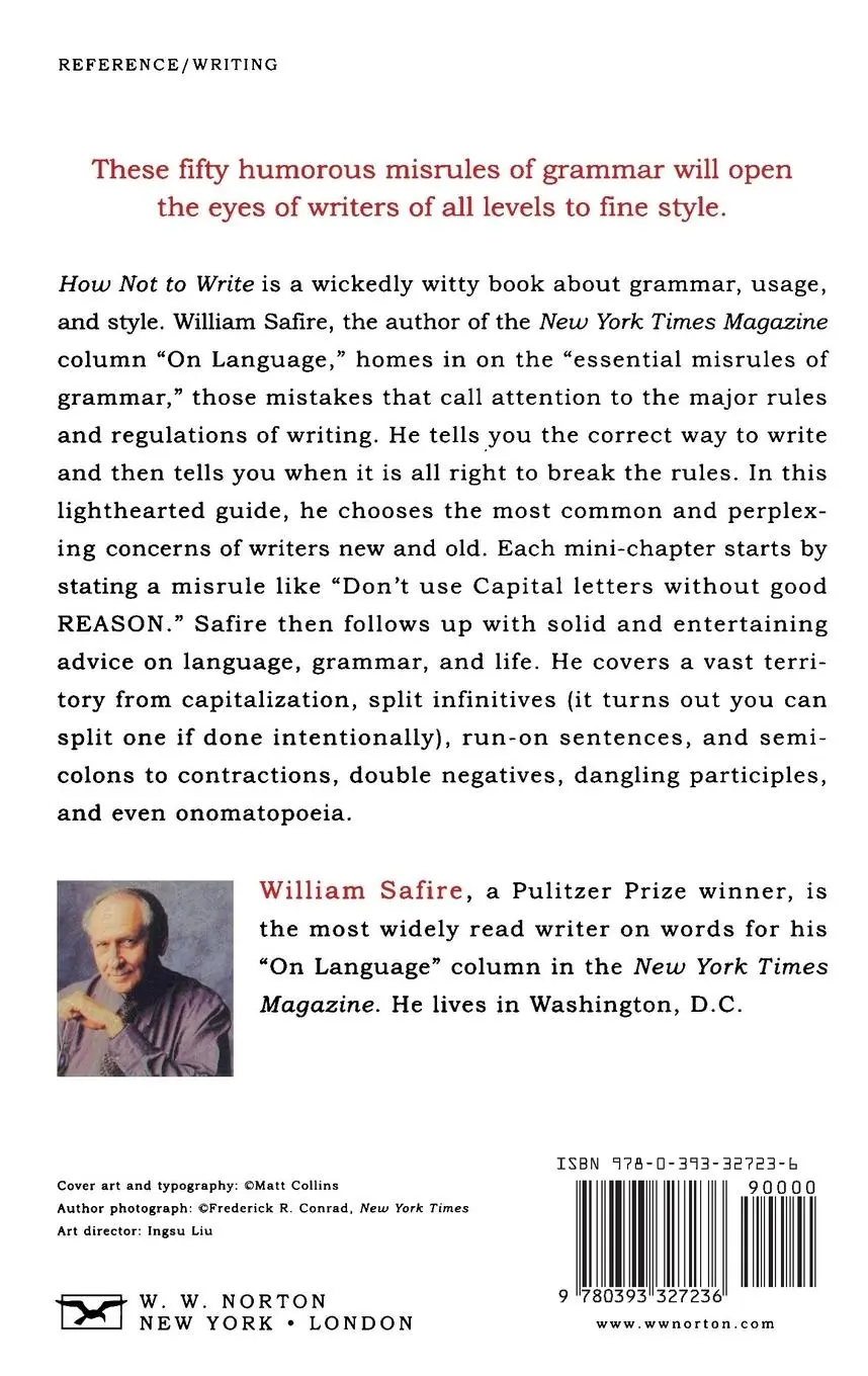 Rückseite: 9780393327236 | How Not to Write | The Essential Misrules of Grammar | William Safire