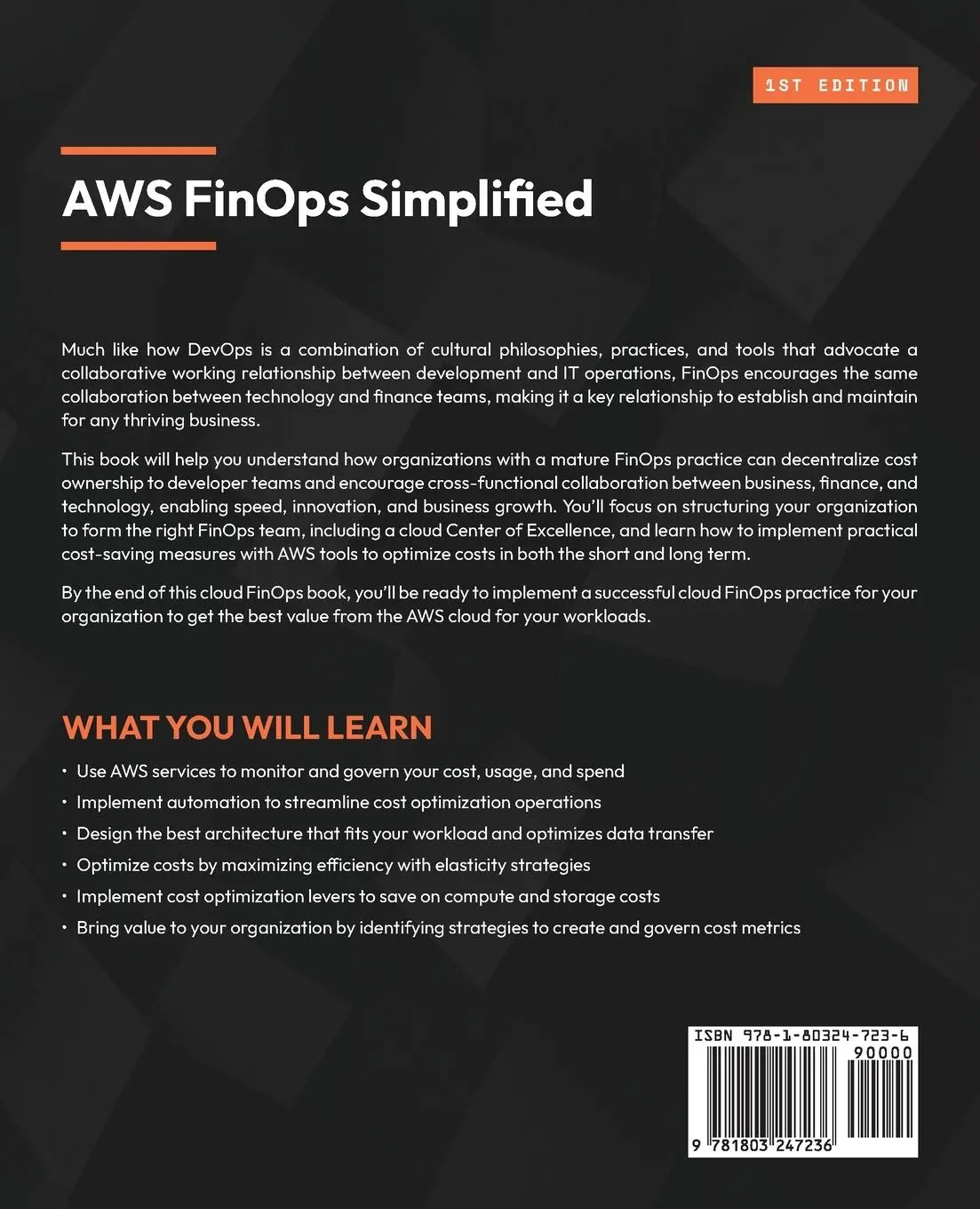 Rückseite: 9781803247236 | AWS FinOps Simplified | Eliminate cloud waste through practical FinOps