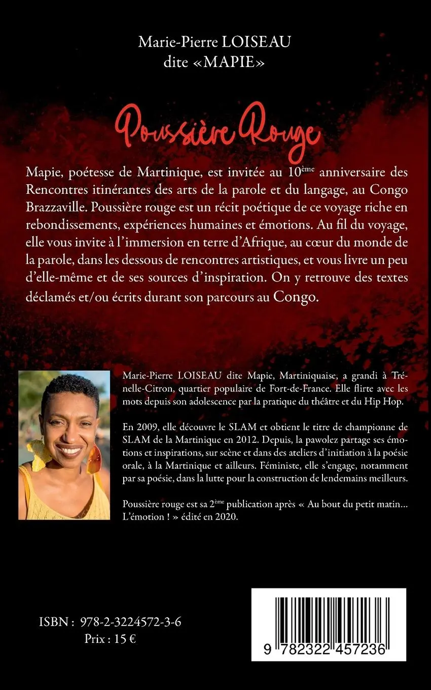 Rückseite: 9782322457236 | Poussière rouge | Récit de voyage poétique | Marie-Pierre Loiseau