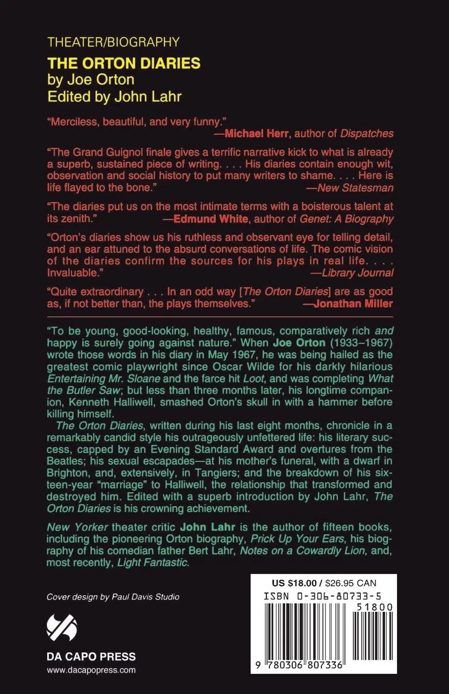 Rückseite: 9780306807336 | The Orton Diaries | Joe Orton | Taschenbuch | Kartoniert / Broschiert
