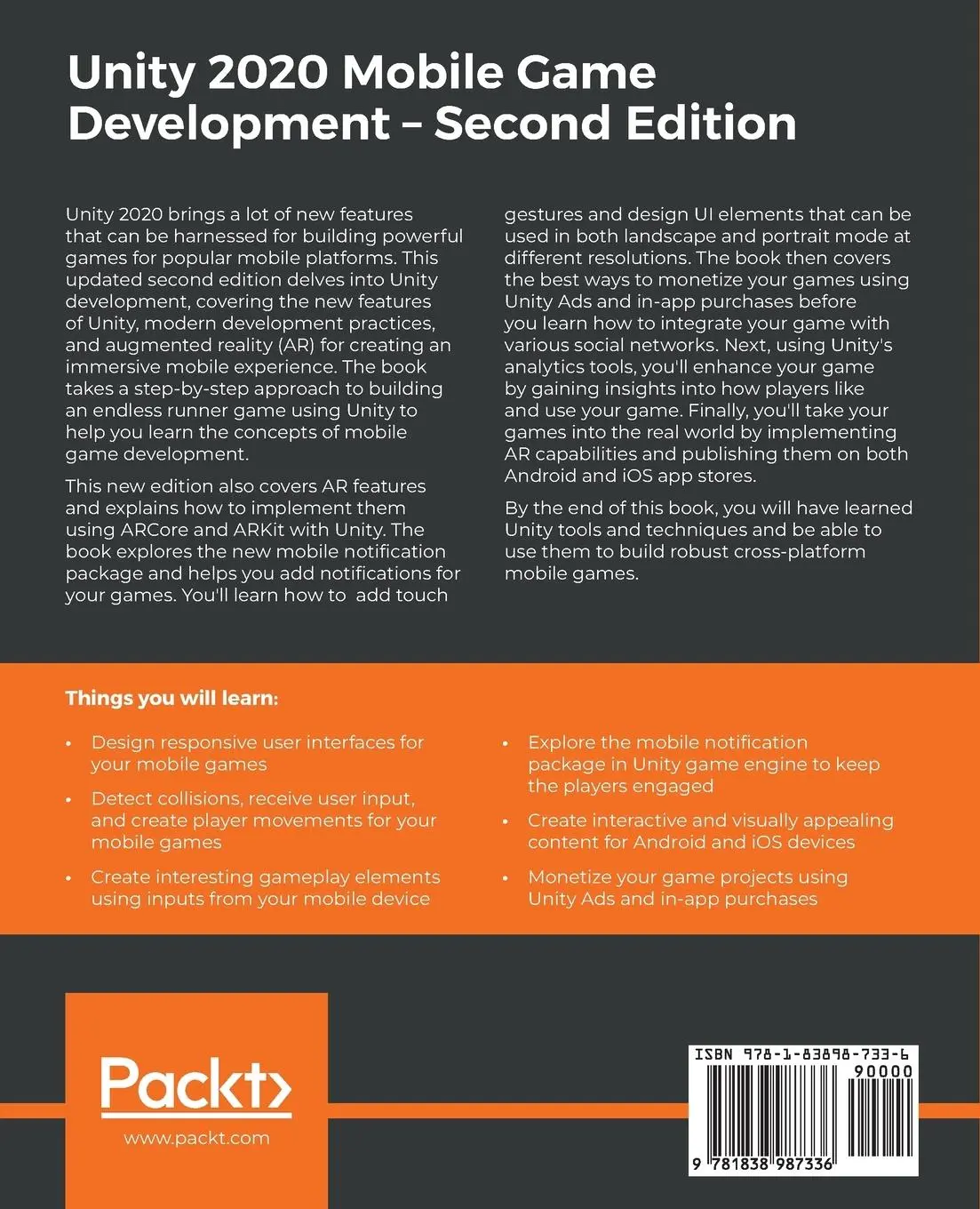 Rückseite: 9781838987336 | Unity 2020 Mobile Game Development - Second Edition | John P. Doran