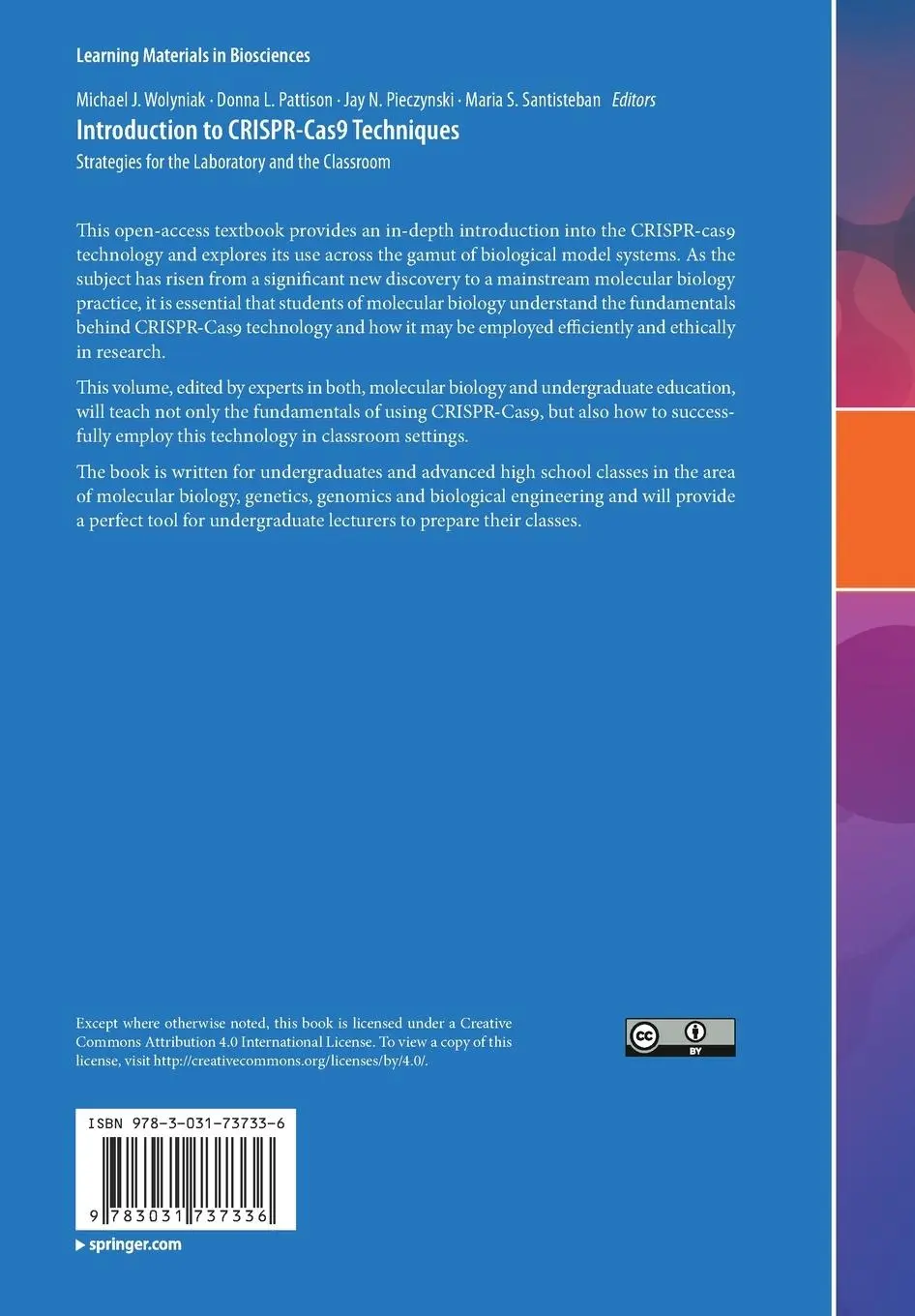 Rückseite: 9783031737336 | Introduction to CRISPR-Cas9 Techniques | Michael J. Wolyniak (u. a.)