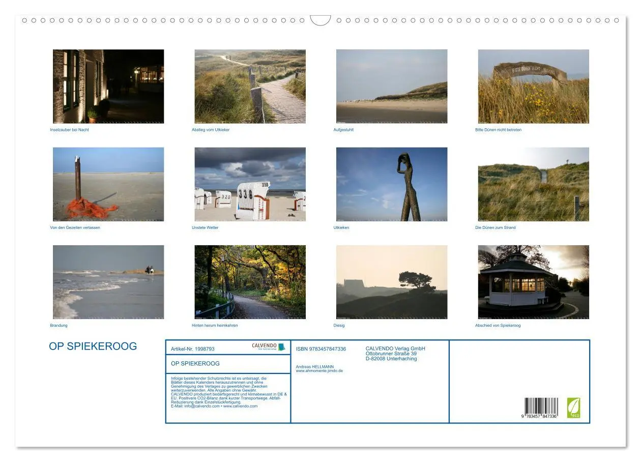 Bild: 9783457847336 | OP SPIEKEROOG (Wandkalender 2026 DIN A2 quer), CALVENDO Monatskalender