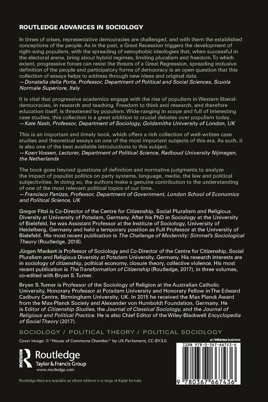 Rückseite: 9780367667436 | Populism and the Crisis of Democracy | Gregor Fitzi (u. a.) | Buch