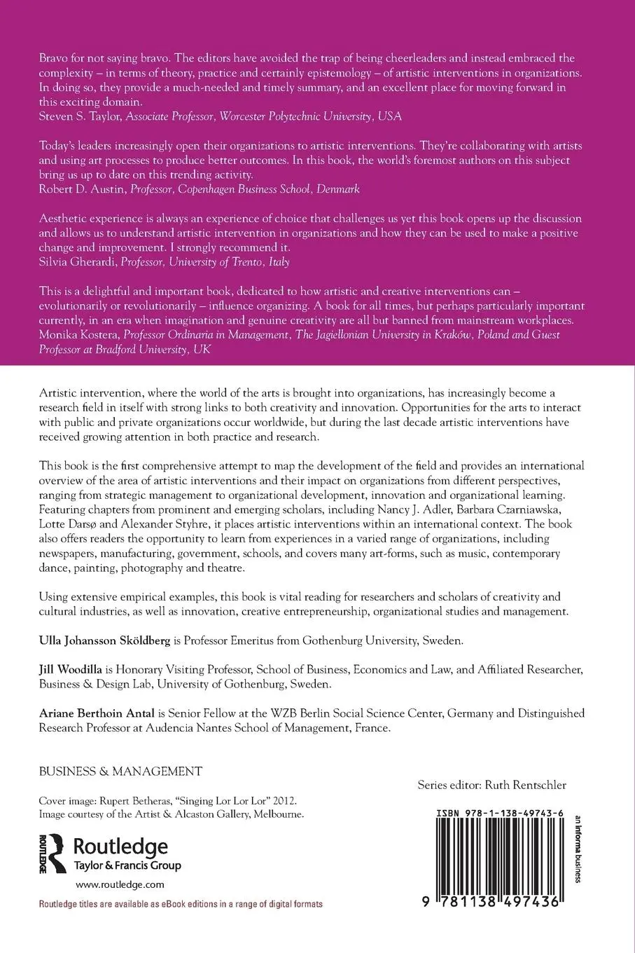 Rückseite: 9781138497436 | Artistic Interventions in Organizations | Sköldberg (u. a.) | Buch