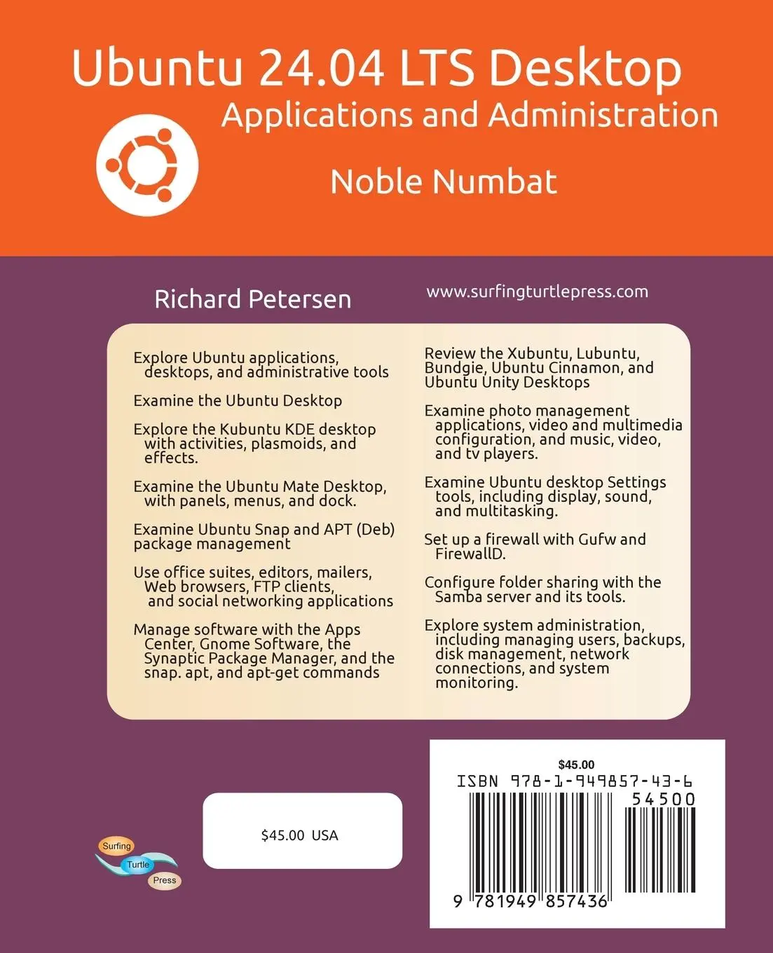 Rückseite: 9781949857436 | Ubuntu 24.04 LTS Desktop | Applications and Administration | Petersen