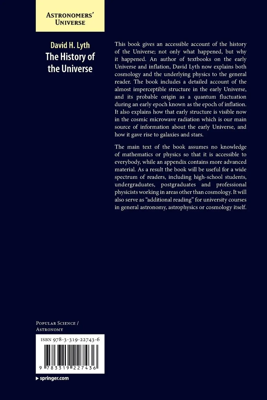 Rückseite: 9783319227436 | The History of the Universe | David H. Lyth | Taschenbuch | xii | 2015