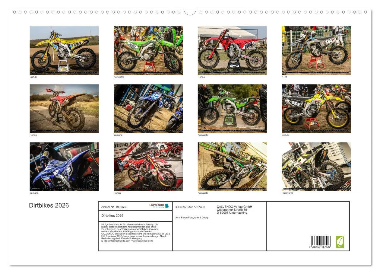 Bild: 9783457767436 | Dirtbikes 2026 (Wandkalender 2026 DIN A2 quer), CALVENDO...