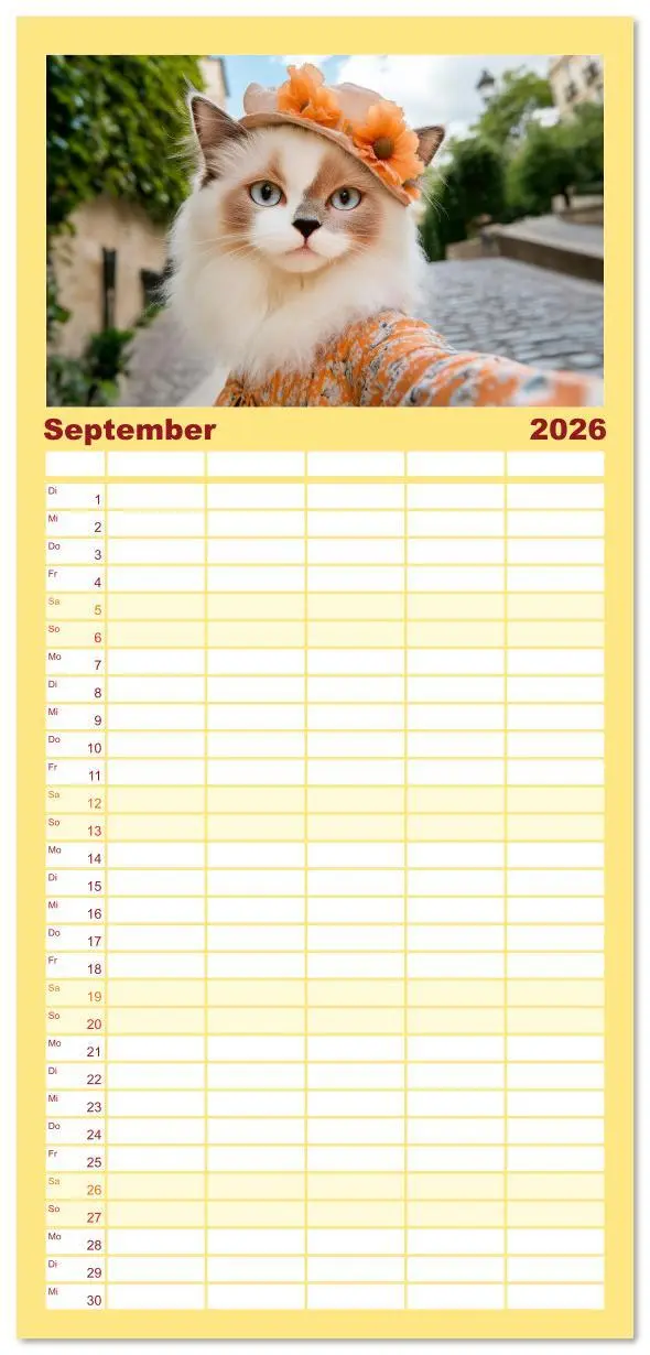 Bild: 9783516617436 | Familienplaner 2026 - KATZEN-SELFIES Tierische Reiselust mit 5...