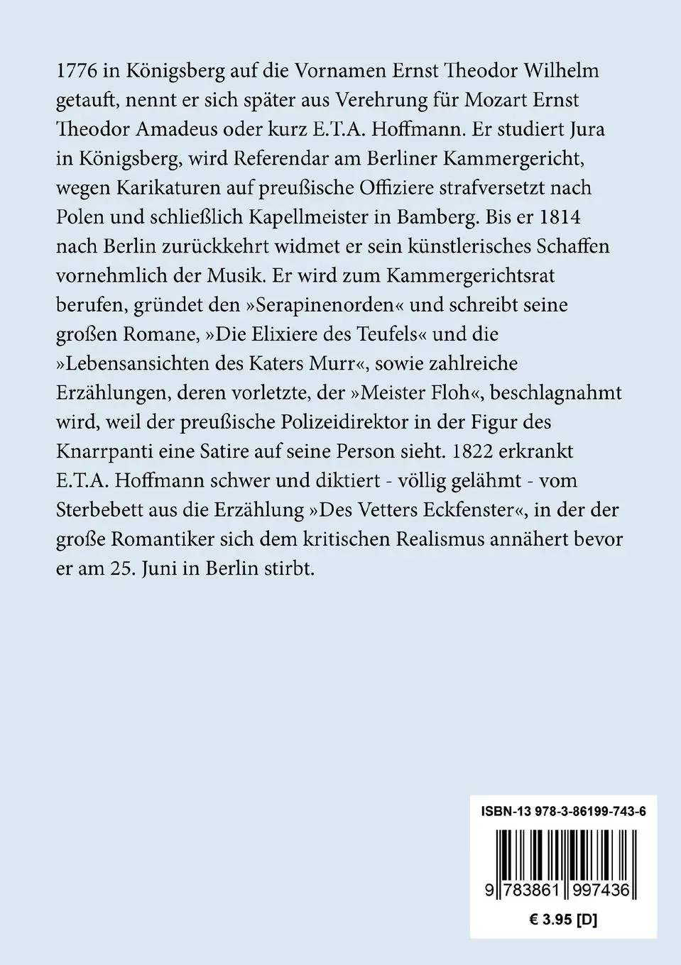 Rückseite: 9783861997436 | Der Elementargeist | E. T. A. Hoffmann | Taschenbuch | 52 S. | Deutsch
