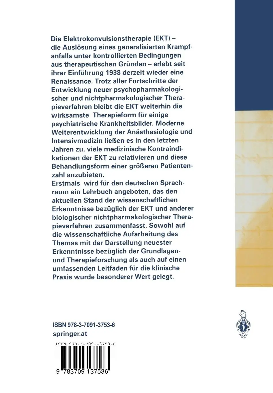 Rückseite: 9783709137536 | Elektrokonvulsionstherapie | Klinische und wissenschaftliche Aspekte