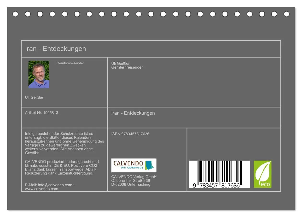 Bild: 9783457817636 | Iran - Entdeckungen (Tischkalender 2026 DIN A5 quer), CALVENDO...