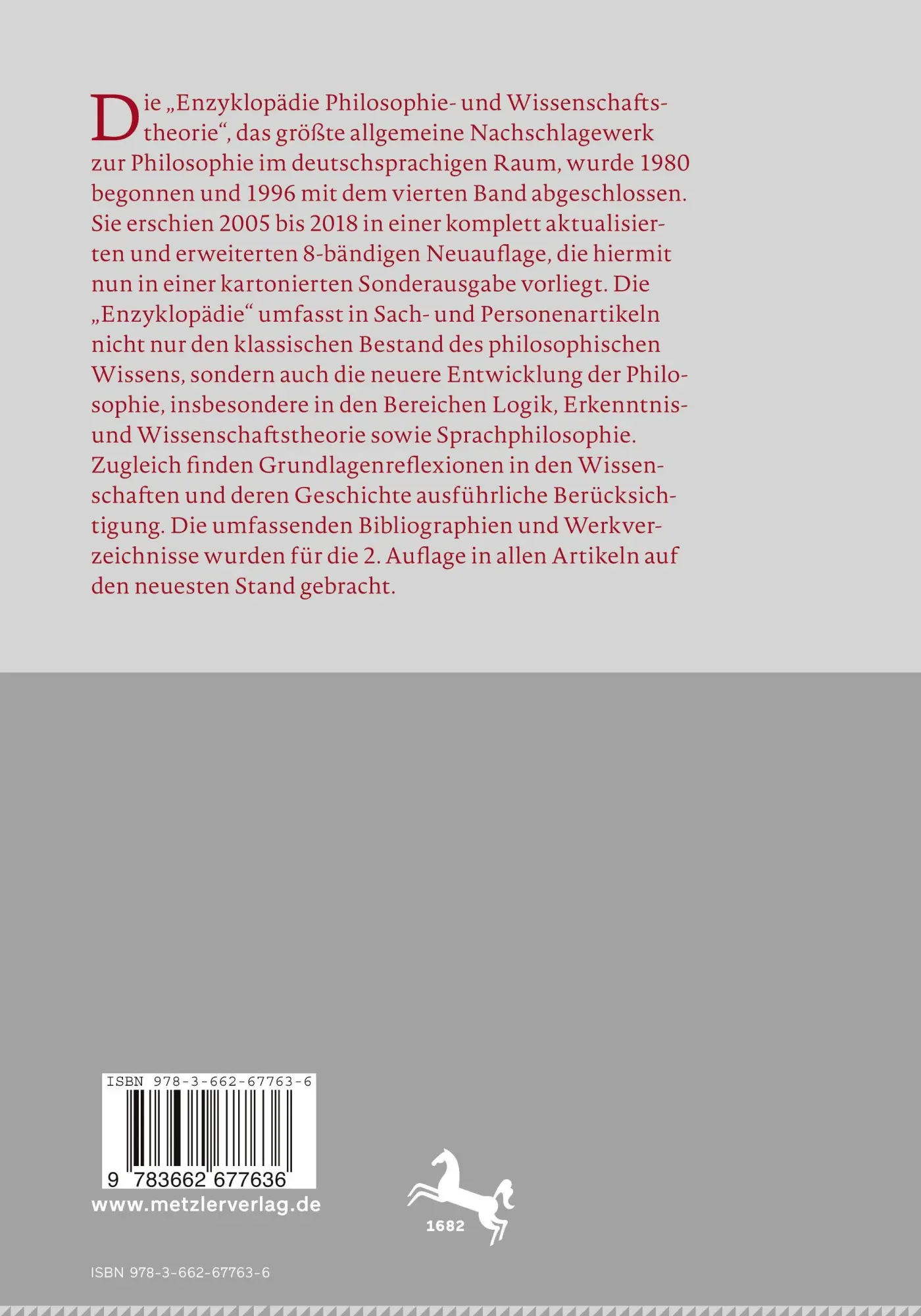 Rückseite: 9783662677636 | Enzyklopädie Philosophie und Wissenschaftstheorie | Bd. 3: G-Inn | xix