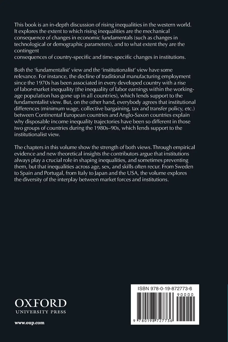 Rückseite: 9780198727736 | The Economies of Rising Inequalities | Daniel Cohen (u. a.) | Buch