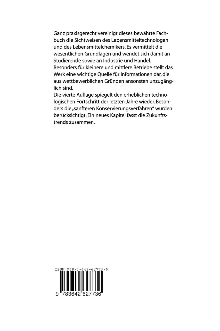 Rückseite: 9783642627736 | Haltbarmachen von Lebensmitteln | K. Eichner (u. a.) | Taschenbuch
