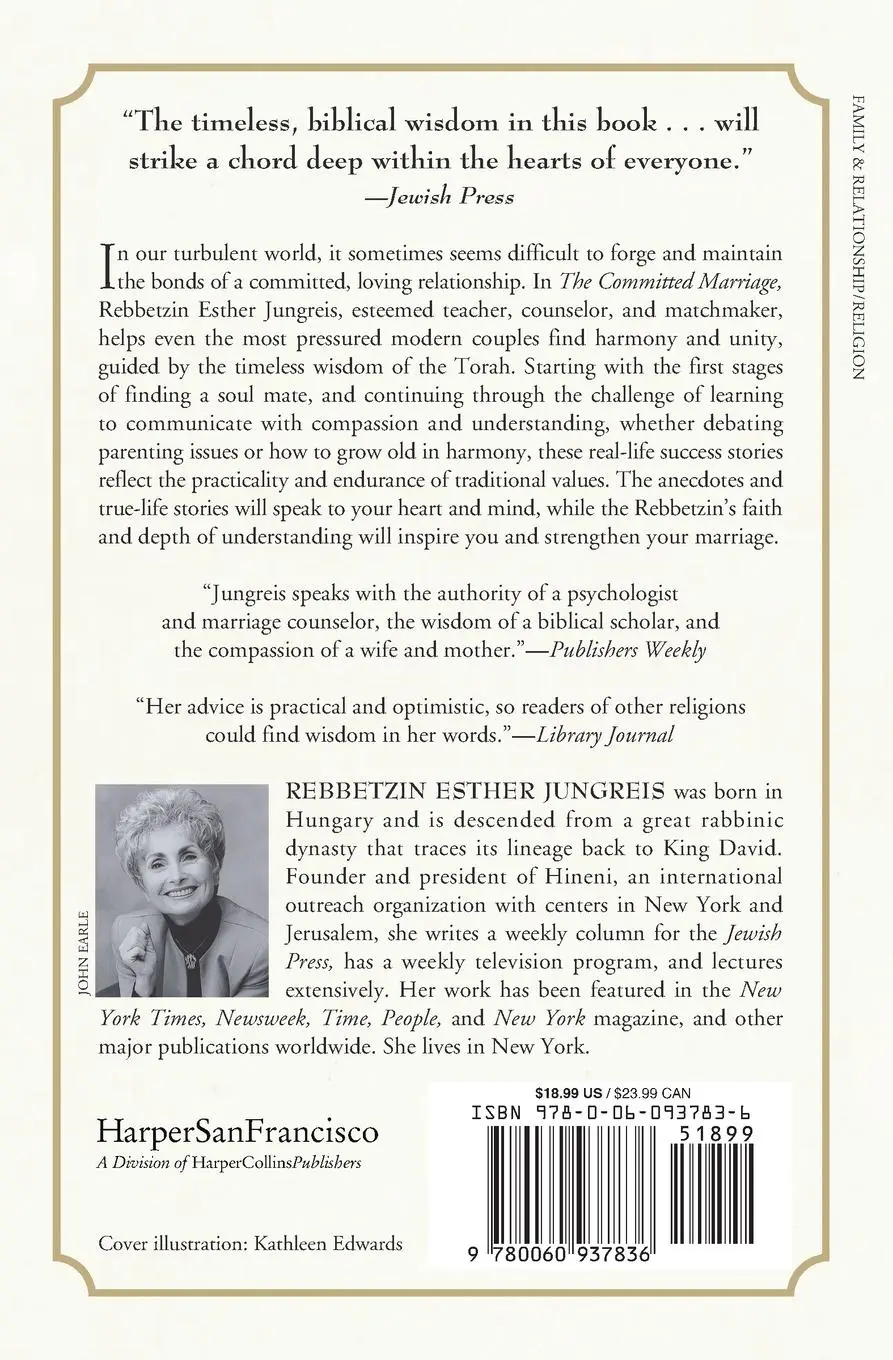 Rückseite: 9780060937836 | Committed Marriage, The | Esther Jungreis | Taschenbuch | Englisch