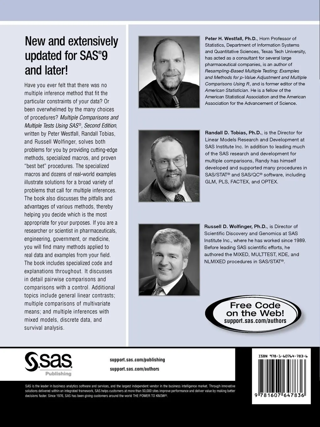 Rückseite: 9781607647836 | Multiple Comparisons and Multiple Tests Using SAS | Westfall (u. a.)