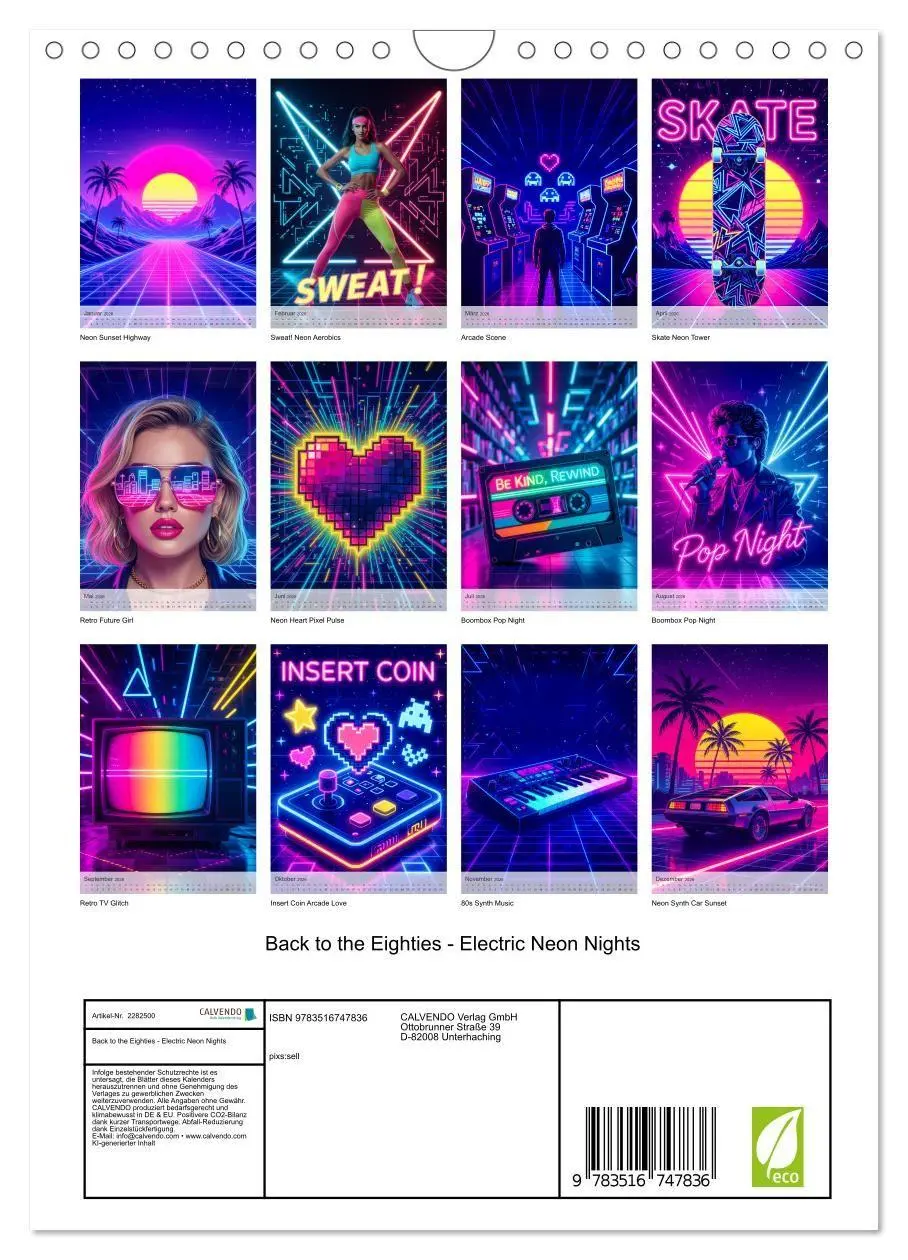 Bild: 9783516747836 | Back to the Eighties - Electric Neon Nights (Wandkalender 2026 DIN...