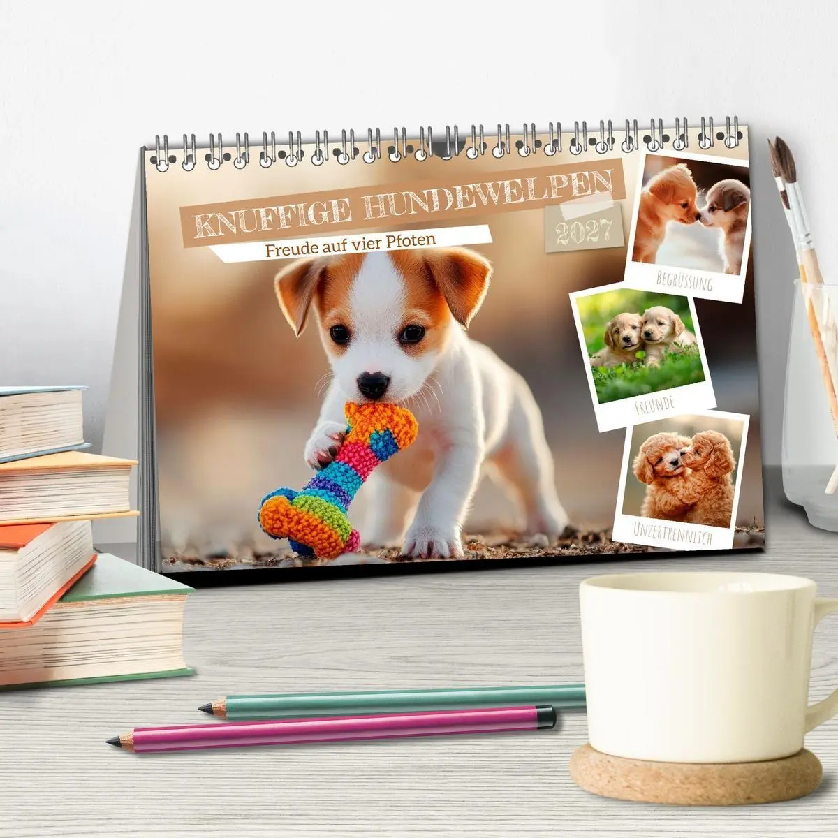 Bild: 9783594267936 | Knuffige Hundewelpen - Freude auf vier Pfoten (Tischkalender 2027...