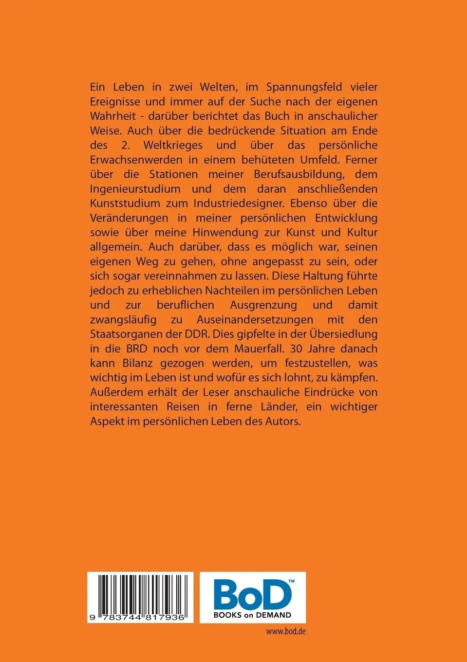 Rückseite: 9783744817936 | Mein Leben in zwei Welten | Lebenserinnerungen | Horst Esther-Hartmann