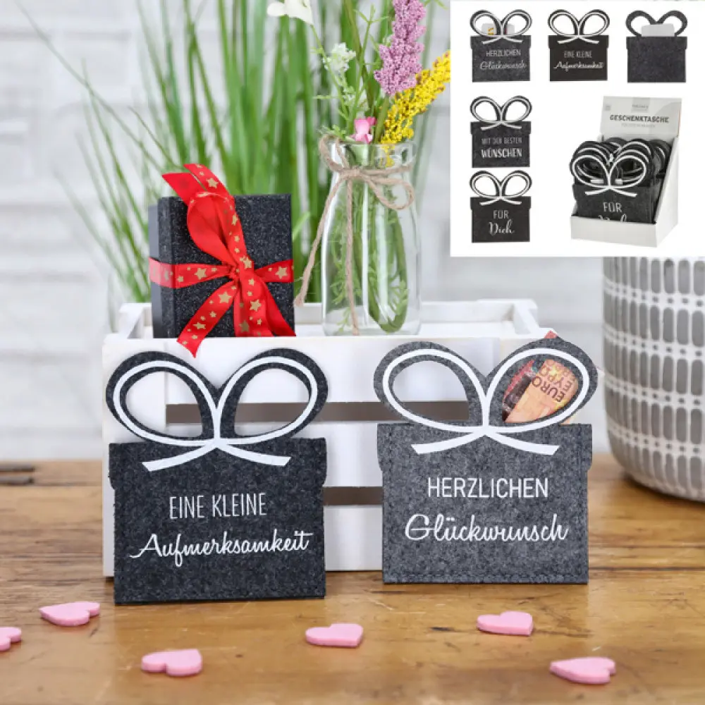 Geschenktasche Filz fuer Gutscheinkarten 4-fach sor