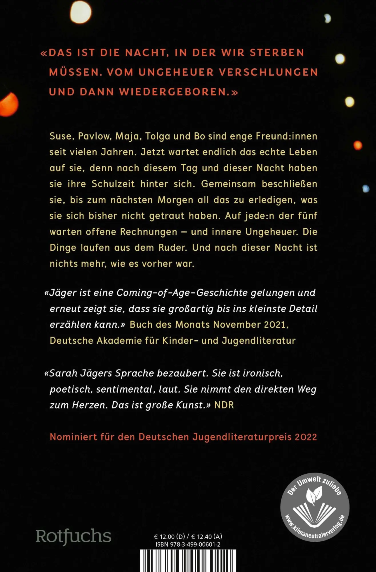 Rückseite: 9783733508036 | Die Nacht so groß wie wir | Jugendroman Für Leserinnen ab 14 Jahren