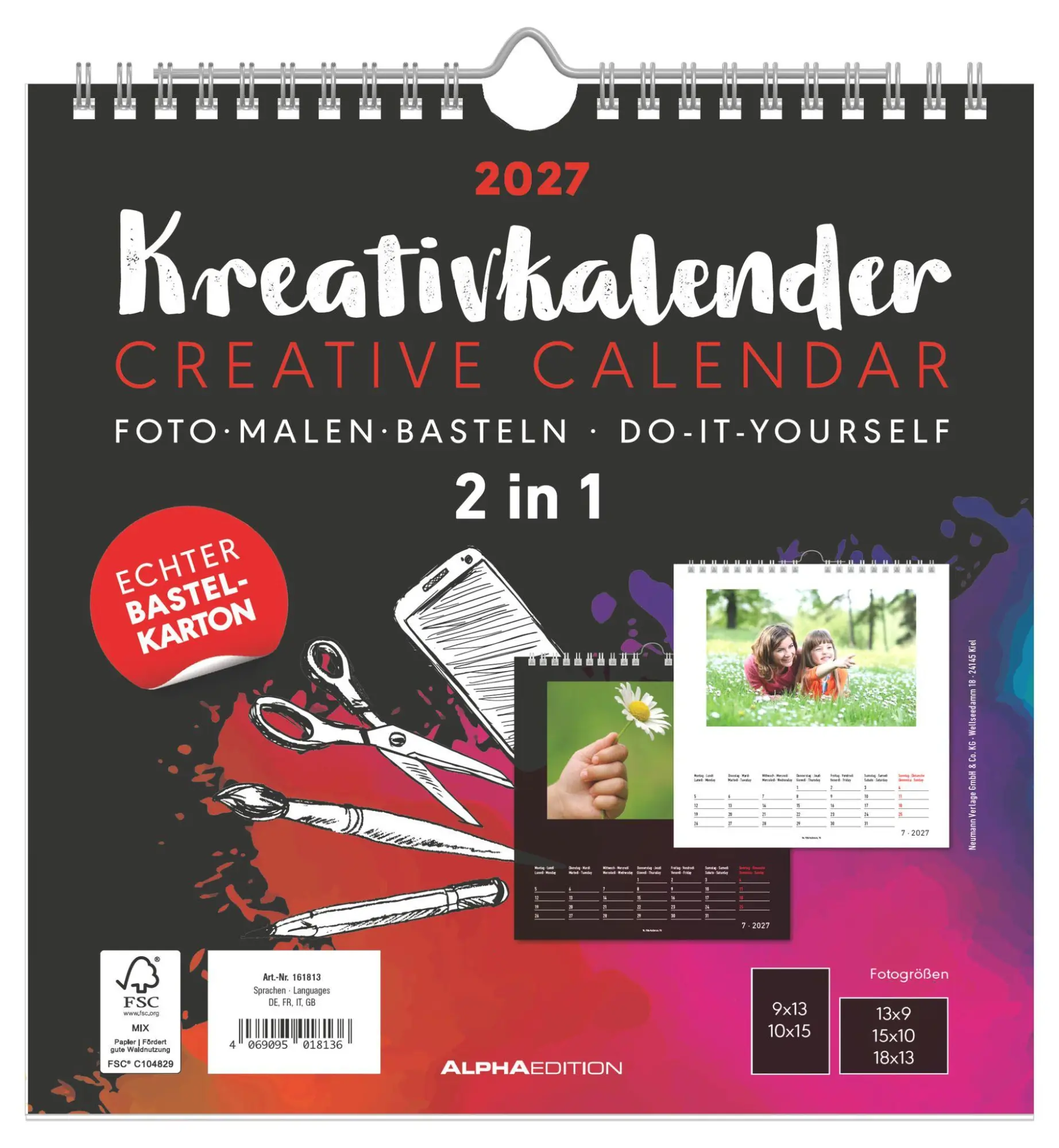 Cover: 4069095018136 | Kreativkalender M - 2 in 1 2027 | Neumann Verlage GmbH &amp; Co KG | 14 S.