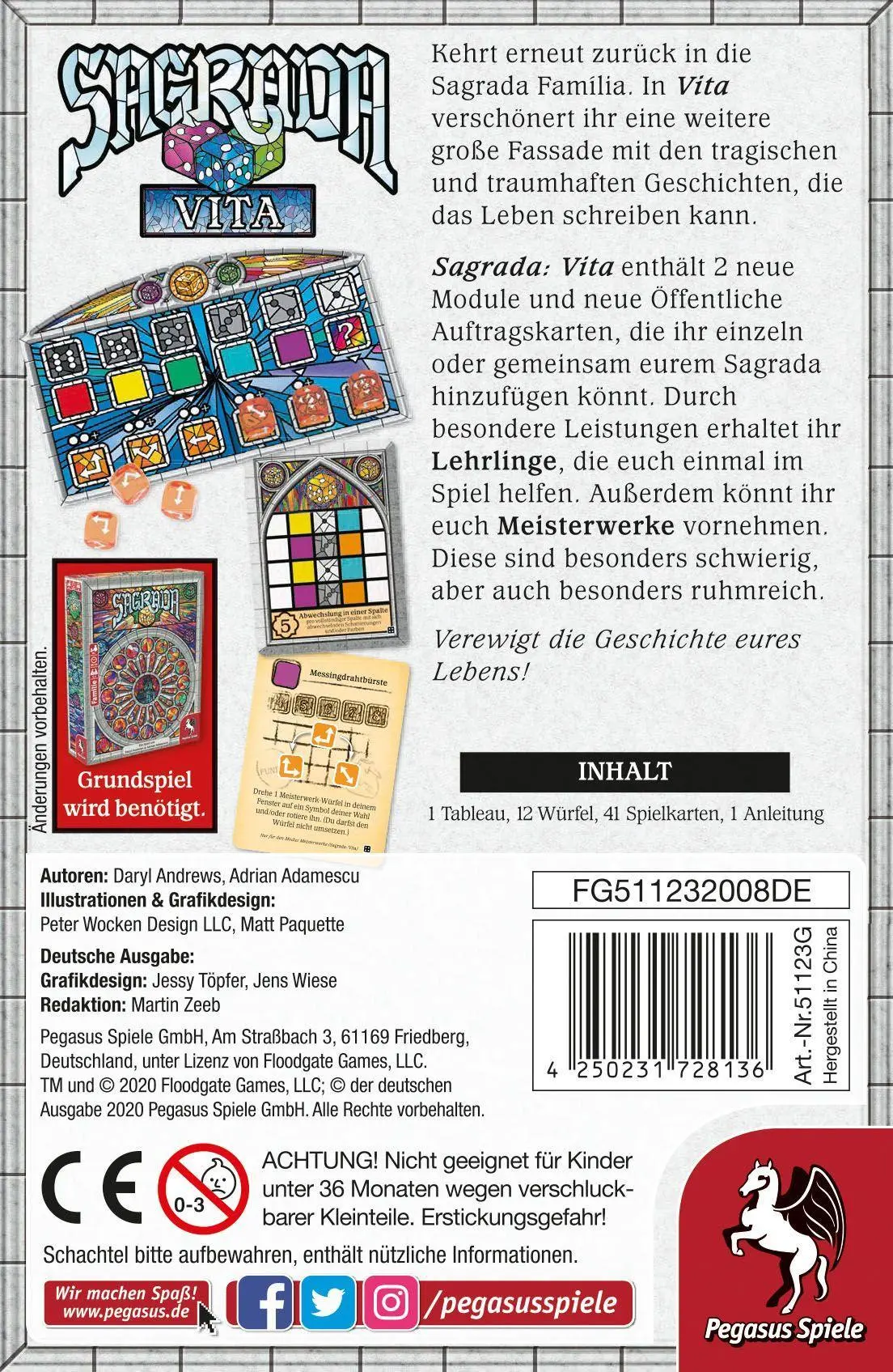 Bild: 4250231728136 | Sagrada: Vita [Erweiterung] | Daryl Andrews | Spiel | Brettspiel