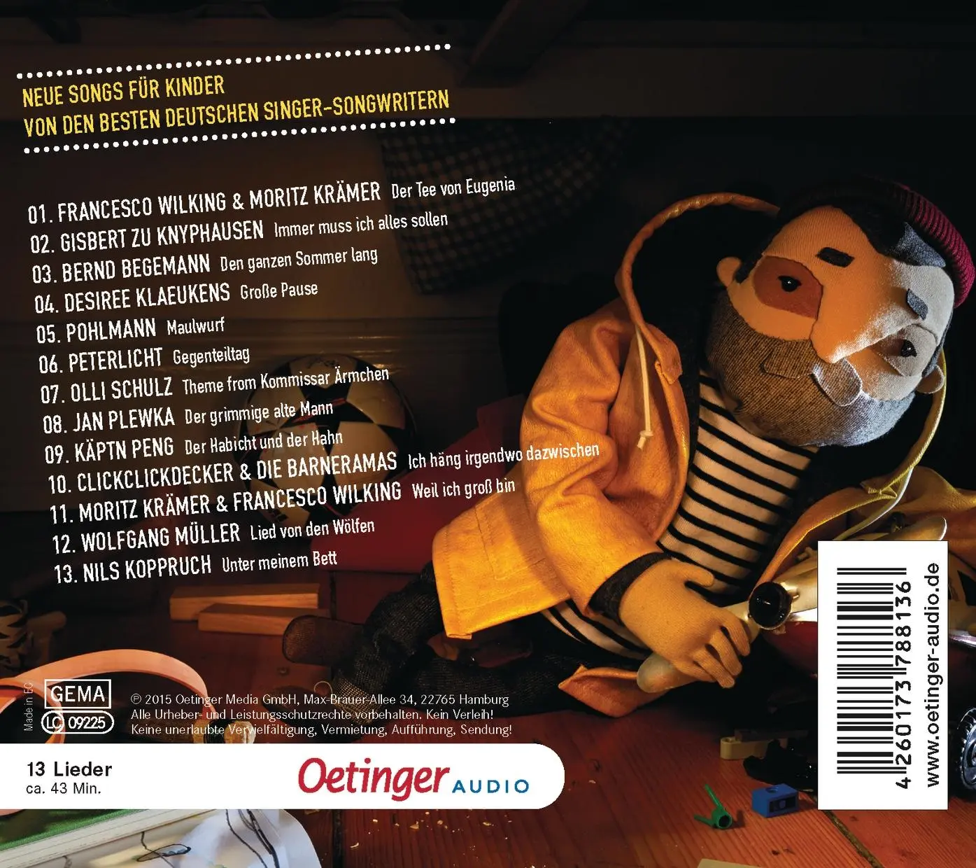 Rückseite: 4260173788136 | Unter meinem Bett | Kinderlieder | Unter meinem Bett | Audio-CD | 2015